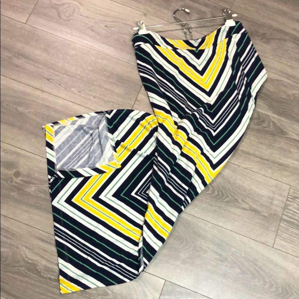 CATO Navy / White / Gold /Green Chevron Maxi Skirt